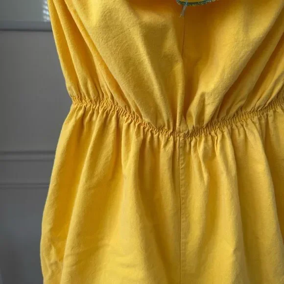 Vintage 80s Maurice Michaels Yellow Romper Ruffle M L - Picture 4 of 9